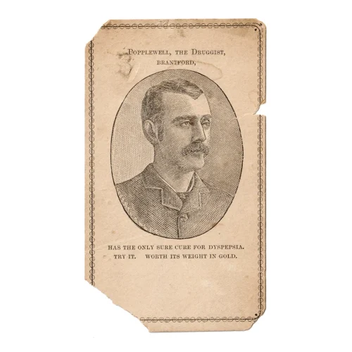 MS2341 Rare 1860s Illustrated Advertising Card for Alfred Popplewell, The Druggist, Brantford
