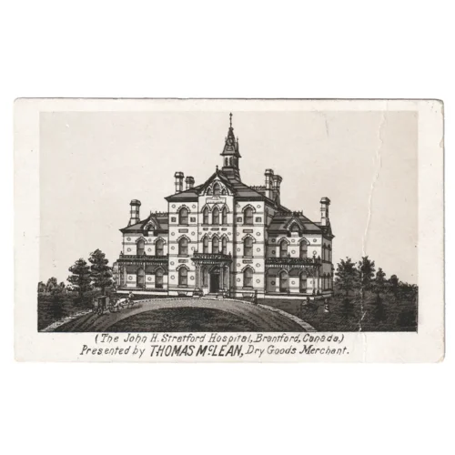 Antique 1883 CDV Advertisement Brantford Ontario Hospital