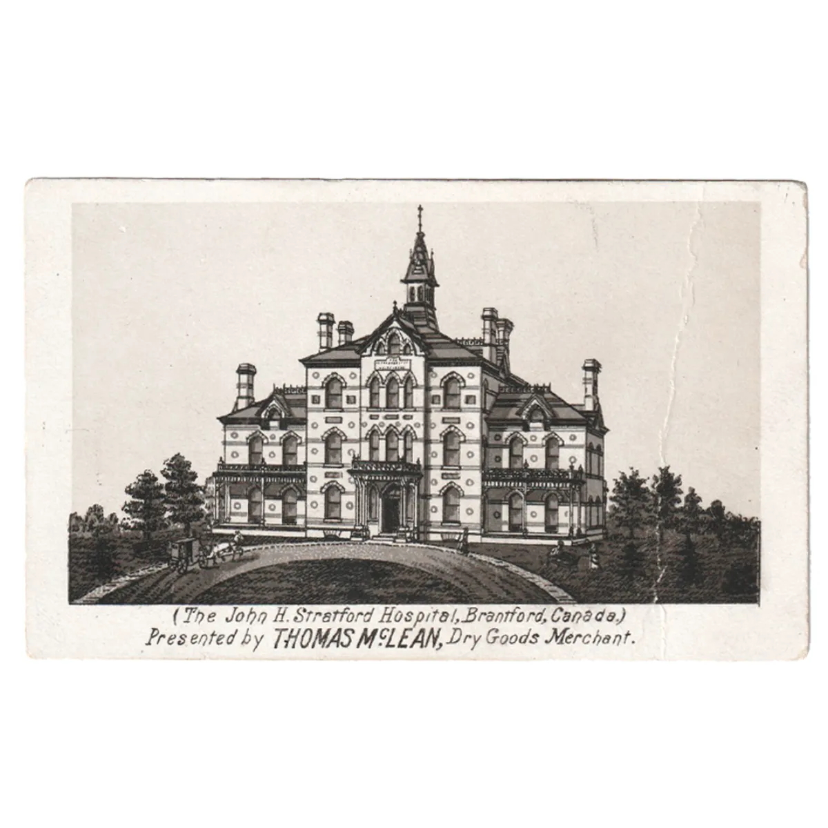Antique 1883 CDV Advertisement Brantford Ontario Hospital