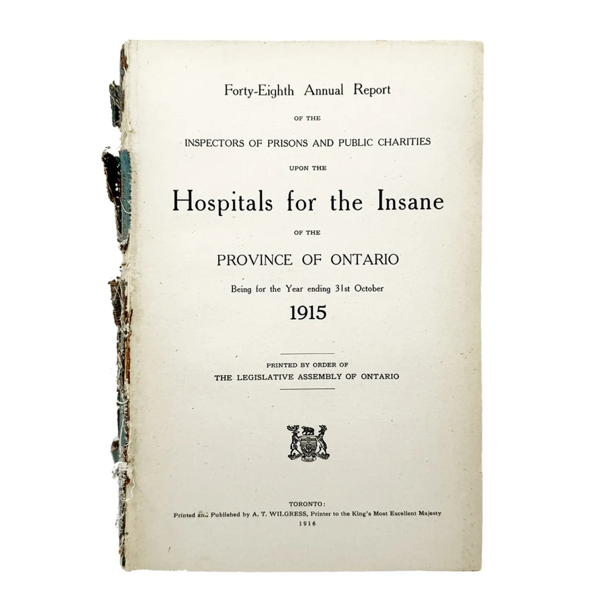 Ontario Report Hospitals for the Insane 1915