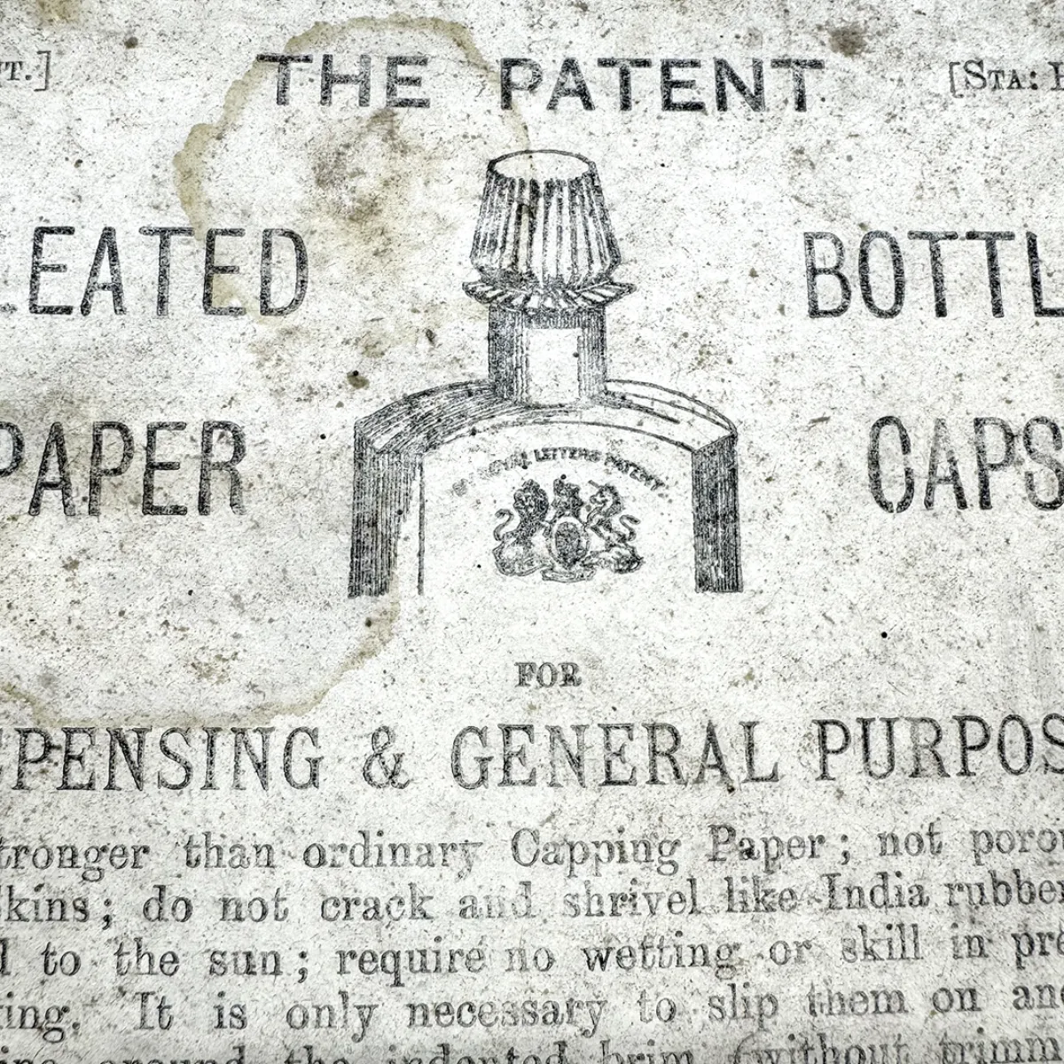 MS2433 Rare Old-Store-Stock Druggist Apothecary Box Pleated Paper Bottle Caps