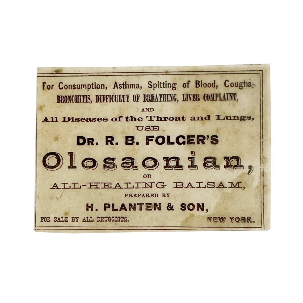 MS2591 Mid 19th Century Medicine Advertising Insert