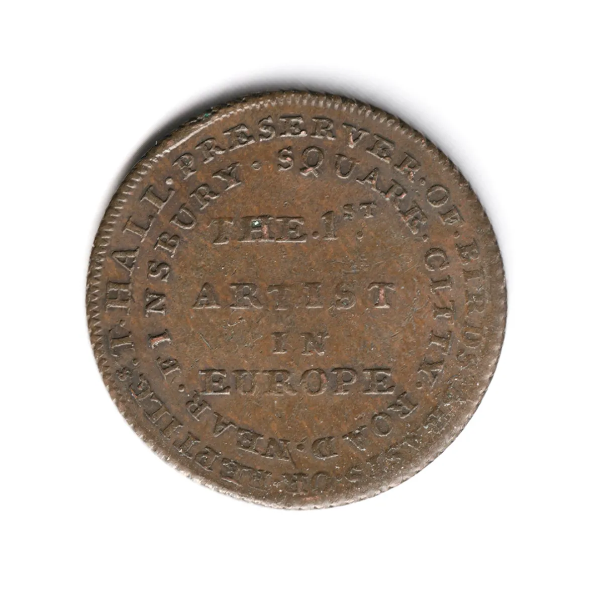 RARE 18th Century T. Hall Taxidermist Token