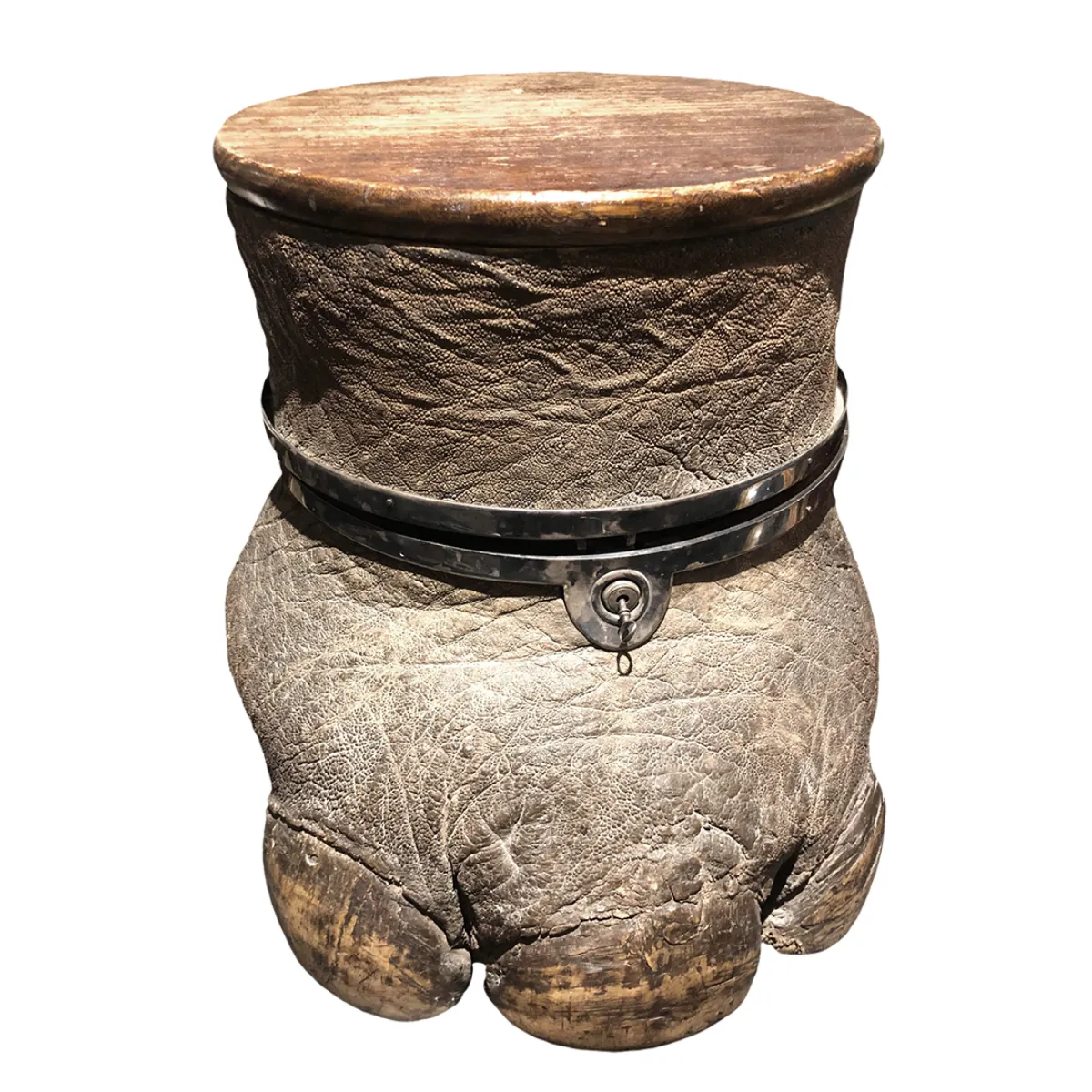 19th Century Elephant Foot Military Campaign Liquor Cabinet