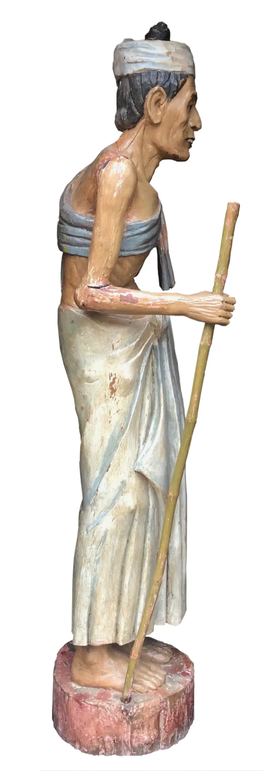 OC017-Seminole-Full-Right-Side Full Standing 19th Century Wooden Folk Art Carving
