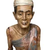 OC017-Seminole-Head Full Standing 19th Century Wooden Folk Art Carving