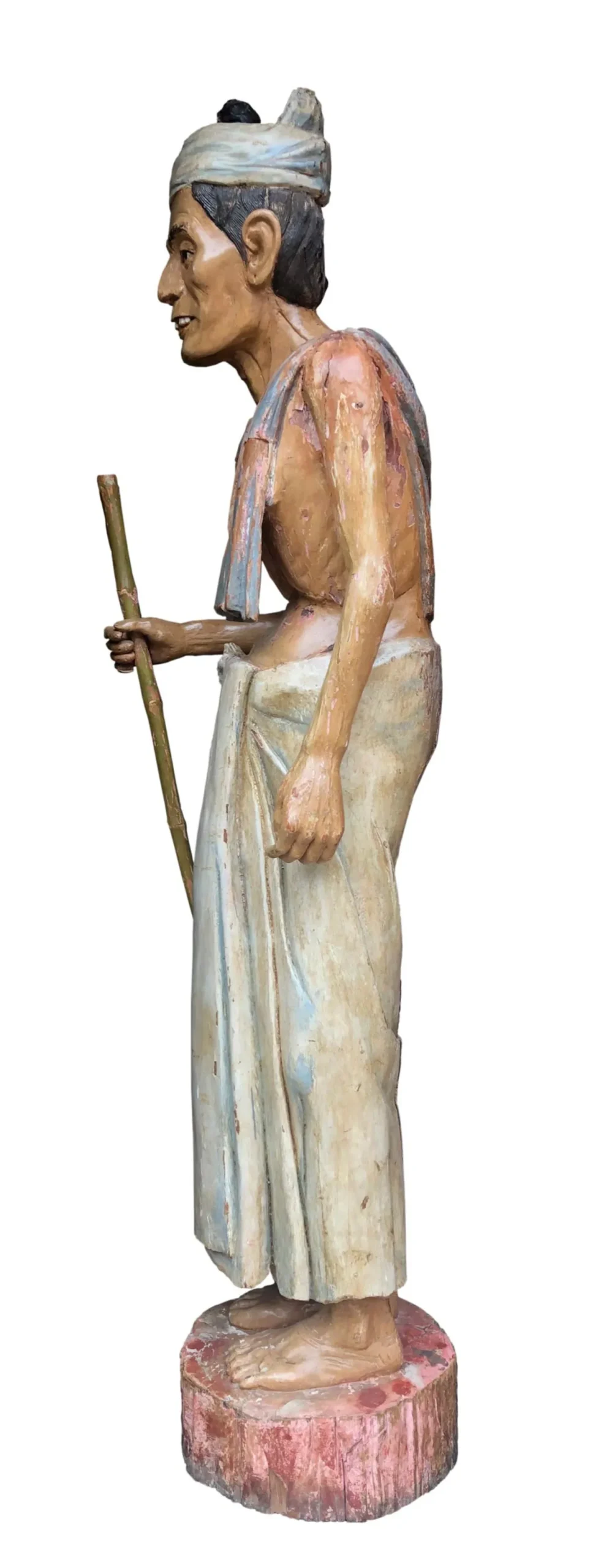 OC017-Semnole-Left-Side-Full Full Standing 19th Century Wooden Folk Art Carving