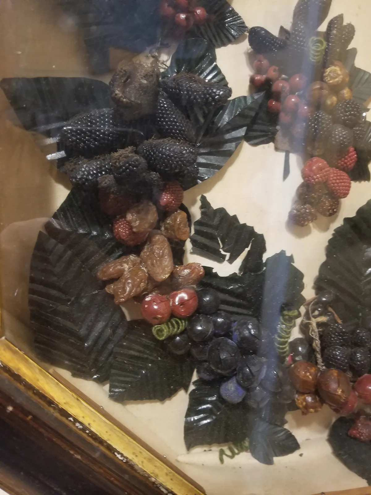 OC039-B Early 19th Century Octagonal Shadow Box Wax Fruit Art