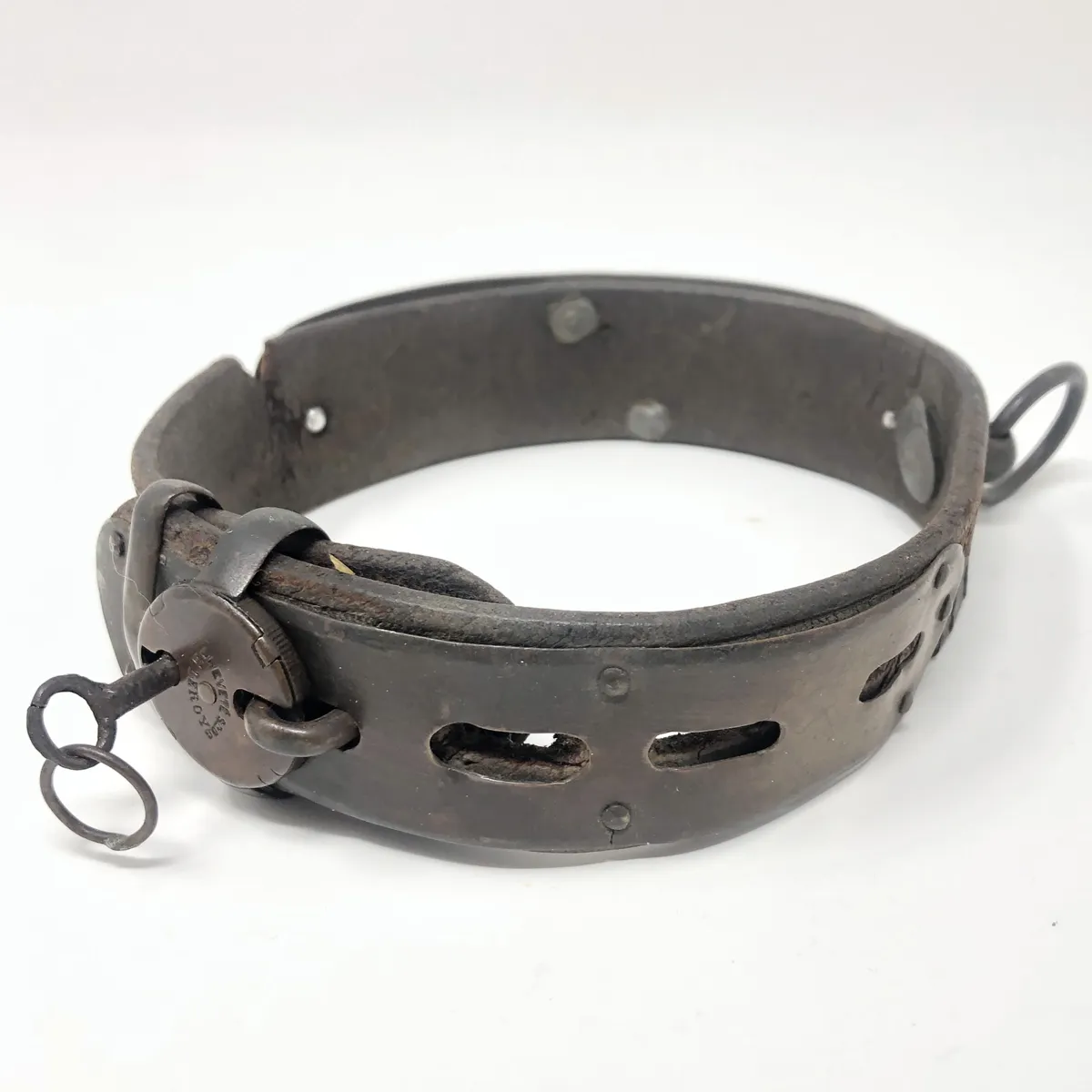 19th Century European Dog Collar Lock and Key