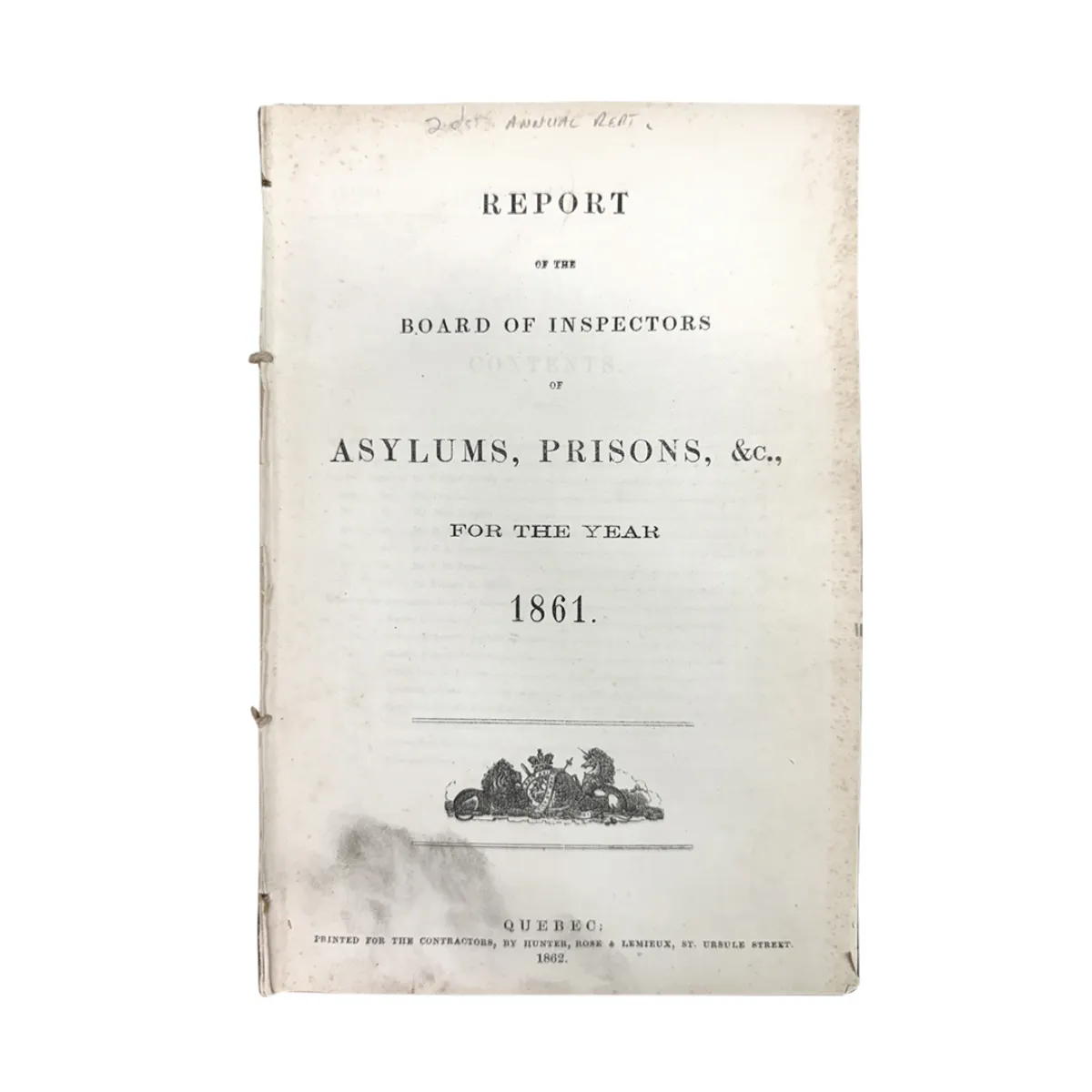 TC0061 1861 Report of the Board of Inspectors of Asylums and Prisons