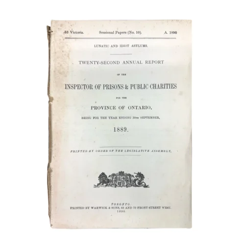 TC0101 1889 Ontario Government Report Inspector of Prisons and Public Charities