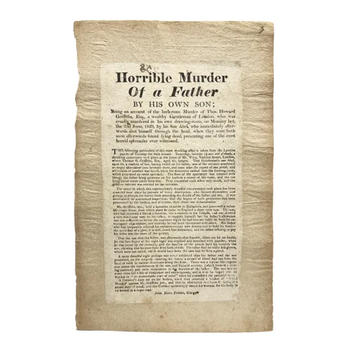 1823 Broadside Horrible Murder Suicide Father and Son