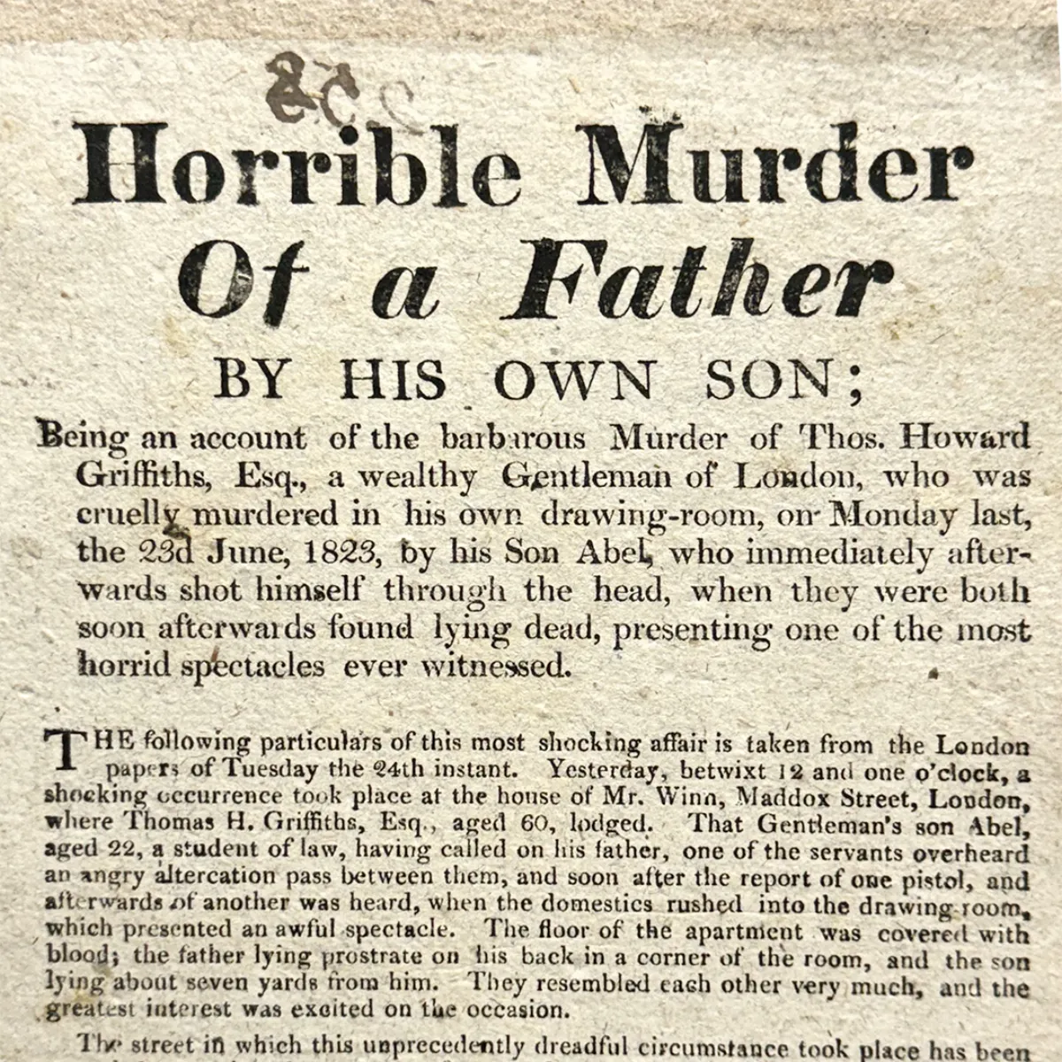 TC0242 1823 Broadside Horrible Murder Suicide Father and Son