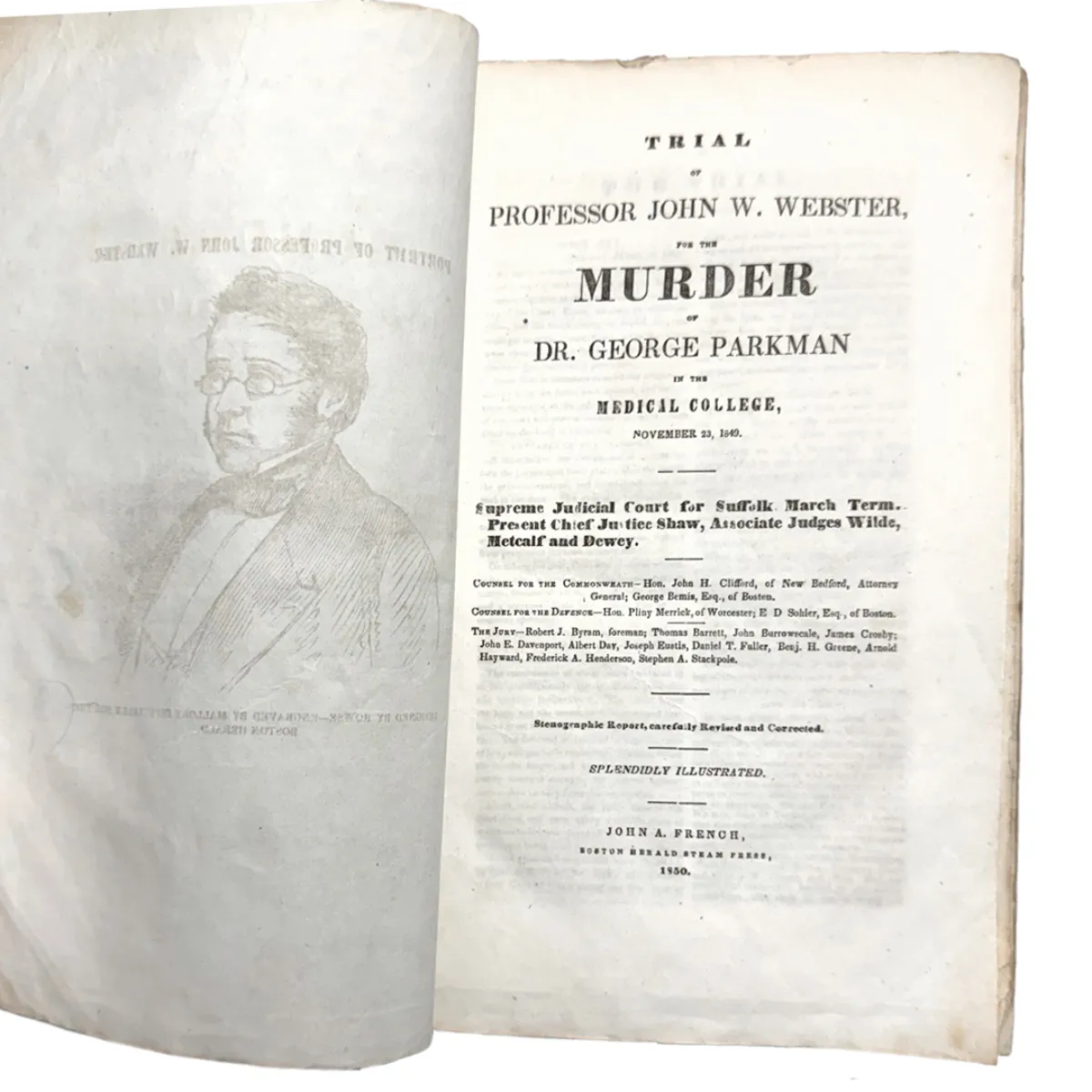 1849 True Crime Pulp Murder Trial for the Prof in Medical College