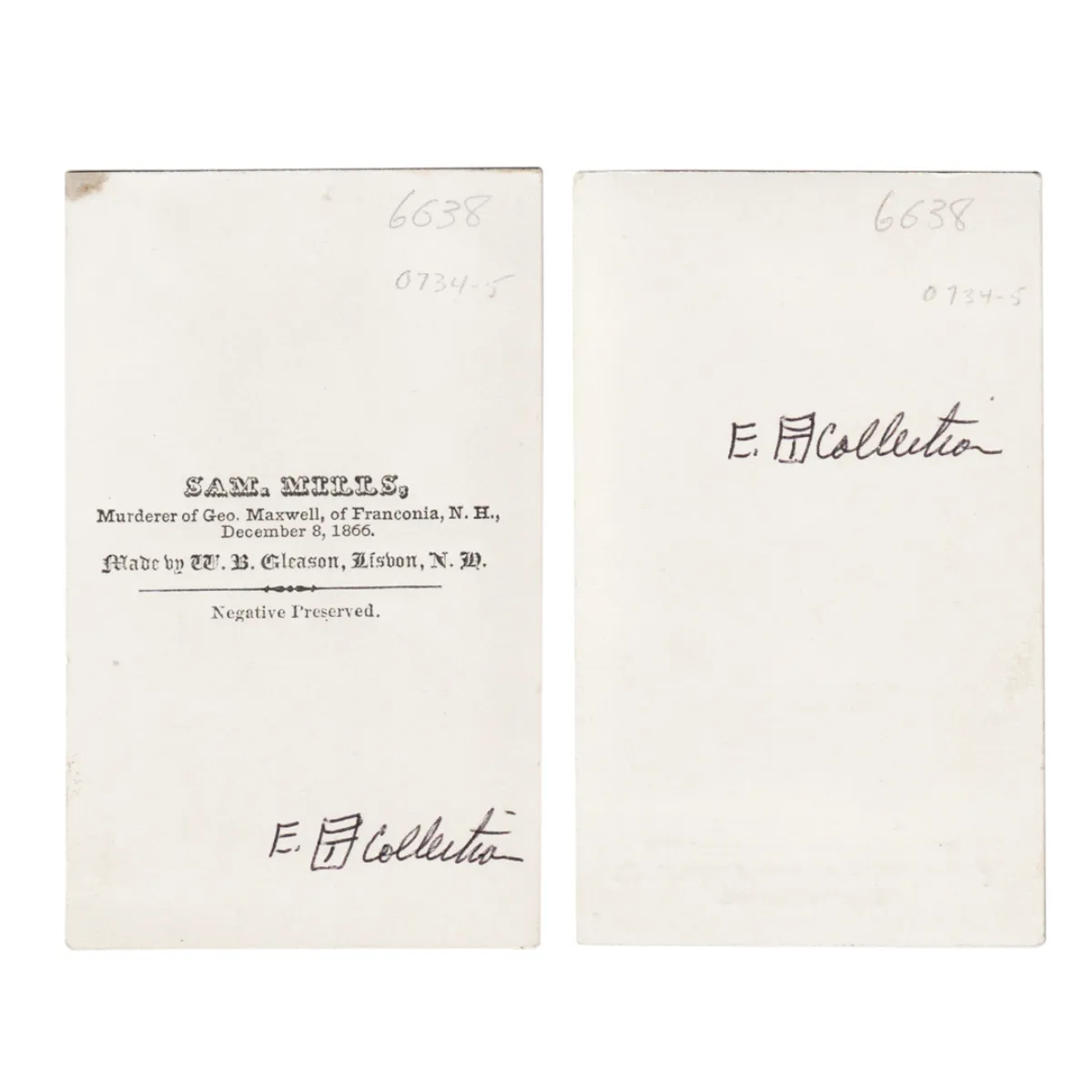 Original 1867 CDV Photographs of Murderer Samuel Mills and His Victim George Maxwell