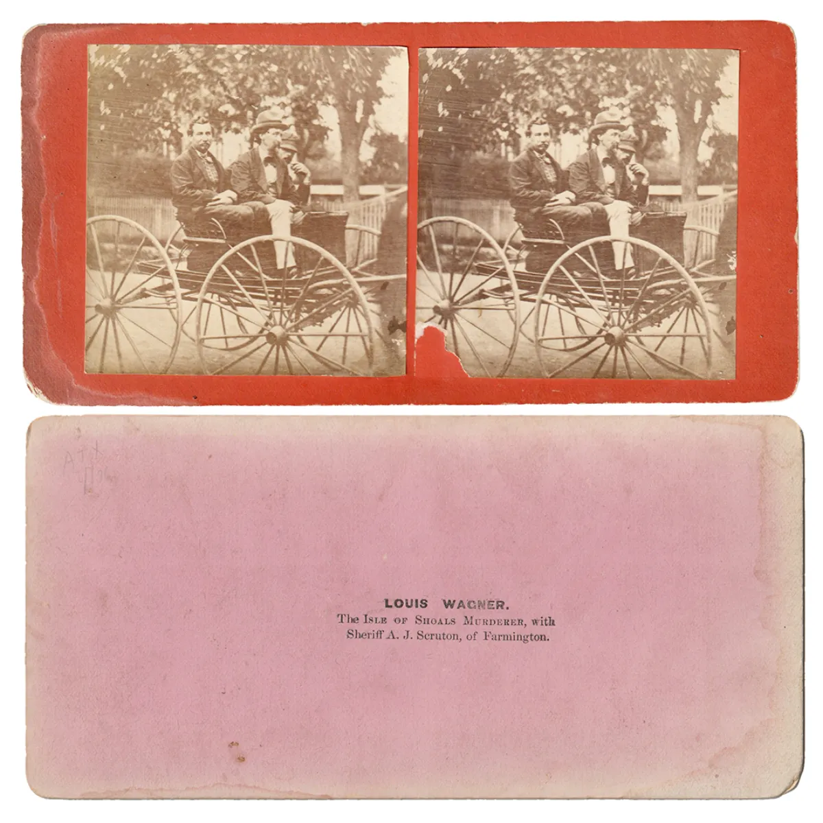 Original 1875 Stereoview of Louis Wagner Convicted Axe Murderer Prior to the Gallows