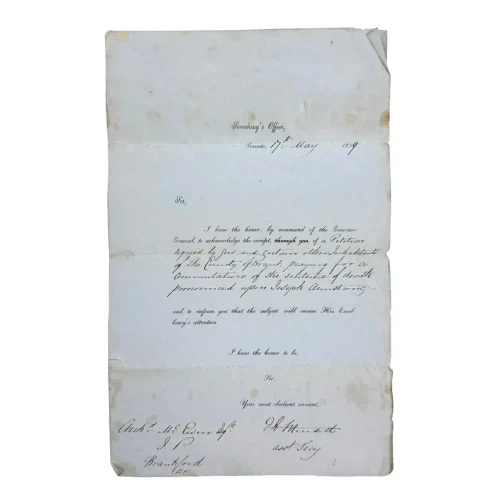1859 Petition Commutation of Death Sentence Brantford Canada West