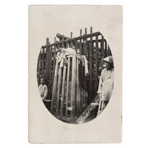 TC0521 19th Century Chinese Torture Cage Execution by Hanging Original Photo