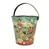 VVT0032 Beautiful Antique Victorian Seaside Sand Pail Lithograph Tin Bucket