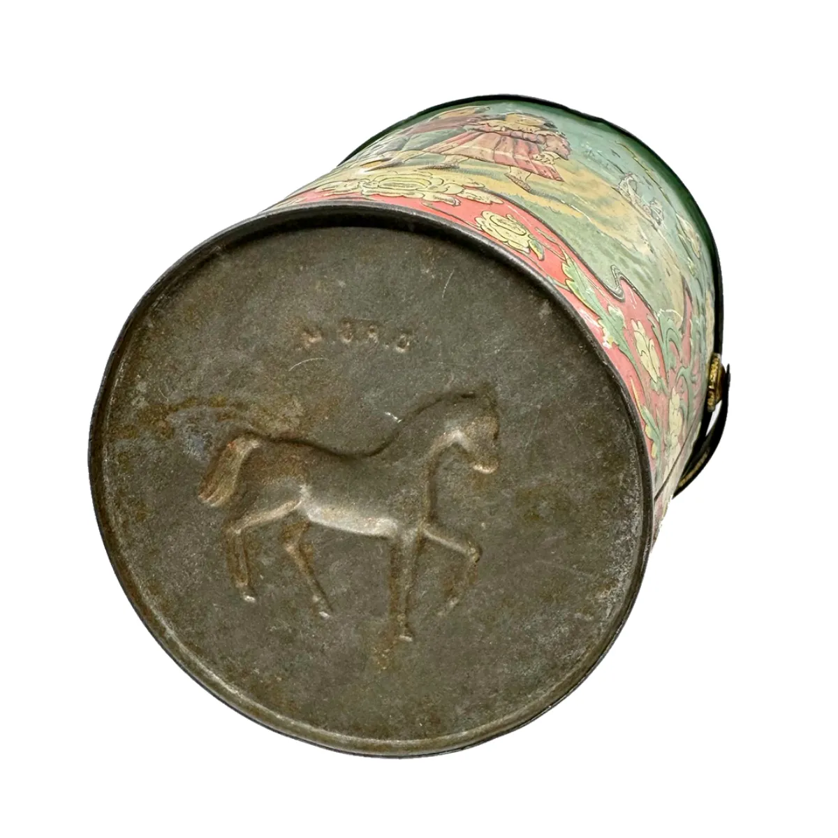 VVT0034 Beautiful Antique Victorian Seaside Sand Pail Lithograph Tin Bucket